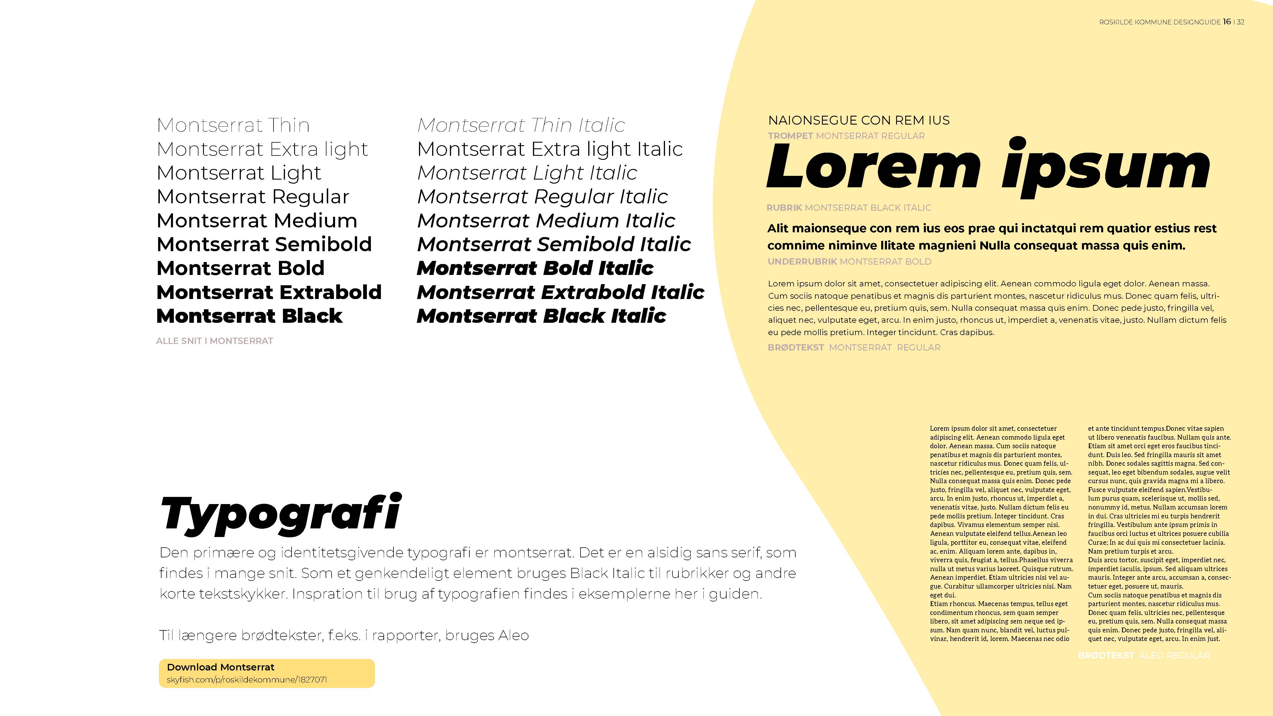 Vi bruger Montserrat og Aleo