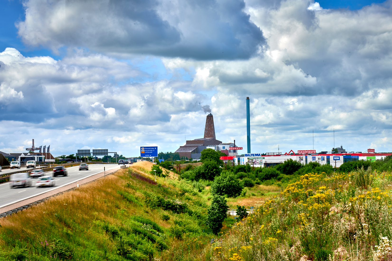 Roskilde set fra motorvejen