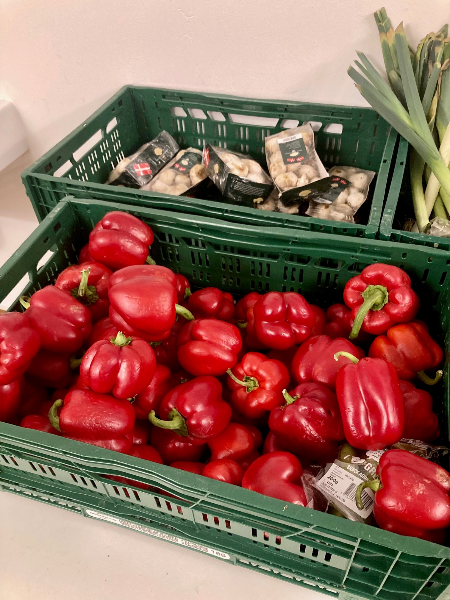 Peberfrugter og champignoner